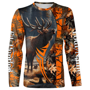 Elk hunting Orange camouflage custom Name all over print Shirts, Personalized gifts for hunter FSD1825