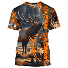 Load image into Gallery viewer, Elk hunting Orange camouflage custom Name all over print Shirts, Personalized gifts for hunter FSD1825