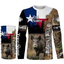 Load image into Gallery viewer, Wild Hog Hunting Texas Flag Camo Custom Name Shirts, TX Hog hunting shirt for hunter FSD332