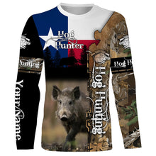 Load image into Gallery viewer, Wild Hog Hunting Texas Flag Camo Custom Name Shirts, TX Hog hunting shirt for hunter FSD332