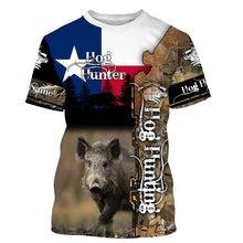 Load image into Gallery viewer, Wild Hog Hunting Texas Flag Camo Custom Name Shirts, TX Hog hunting shirt for hunter FSD332