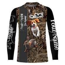 Load image into Gallery viewer, Beagle Dog Chasing the Rabbit Camo Custom Name Shirts, Rabbit Hunting Clothing FSD1044