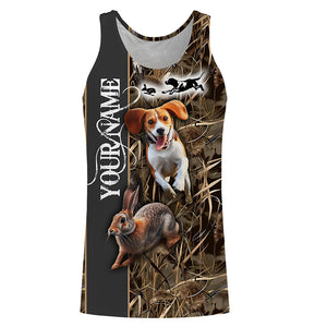 Beagle Dog Chasing the Rabbit Camo Custom Name Shirts, Rabbit Hunting Clothing FSD1044