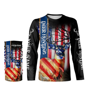 Deer Hunting American flag Patriotic Custom name Shirts, Deer hunting shirt, Gifts for hunters FSD344