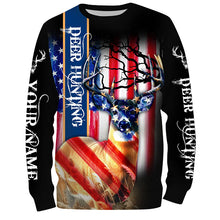 Load image into Gallery viewer, Deer Hunting American flag Patriotic Custom name Shirts, Deer hunting shirt, Gifts for hunters FSD344