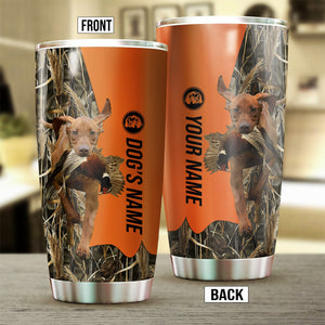 Vizsla Birds & Deer shed Hunting Dog Custom name Stainless Steel Tumbler Cup FSD4297