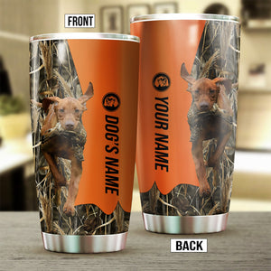 Vizsla Birds & Deer shed Hunting Dog Custom name Stainless Steel Tumbler Cup FSD4297