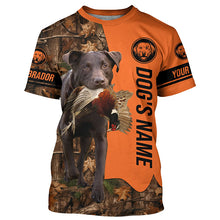 Load image into Gallery viewer, Pheasant Hunting with Dogs Chocolate Labs Customize Name Shirts for Bird Hunter, Labrador Retriever shirt FSD4029