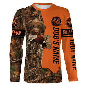 Pheasant Hunting with Dogs Wirehaired pointing Griffon customize Name Shirts for Bird Hunter FSD4031