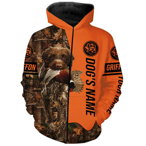 Pheasant Hunting with Dogs Wirehaired pointing Griffon customize Name Shirts for Bird Hunter FSD4031