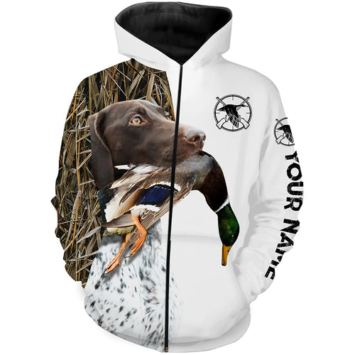 Duck Hunting With Dog GSP German Shorthaired Pointer Customize Name All Over Printed Shirts - Personalized Hunting Gifts  FSD2212