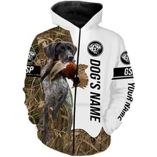 Load image into Gallery viewer, Pheasant Hunting with German Shorthaired Pointer Custom Name Camo Full Printing Shirts, GSP Dog Hunting Partner FSD2661