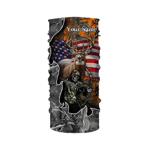 Deer Hunting American Flag Grim Reaper Custom Name camouflage Shirts for Hunters, Hunting Clothing FSD358