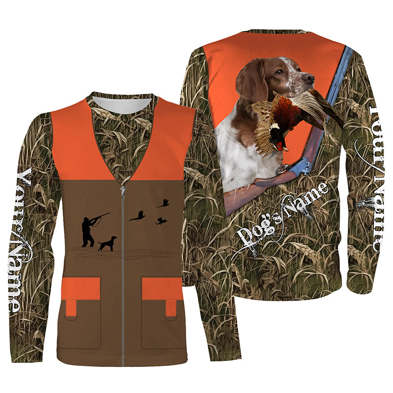 Custom Name Brittany Dog Pheasant Upland Hunting Vest shirt for Men FSD3987