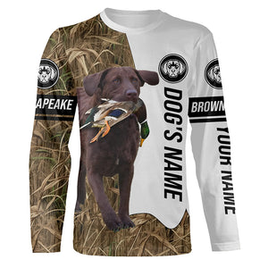 Duck Hunting Dog brown Chesapeake Bay Retriever Customize Name 3D All Over print shirts, Hoodie FSD3478