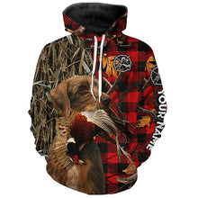 Load image into Gallery viewer, Pudelpointer Pheasant Hunting Dog Red Plaid Camo Custom Name Shirts, Christmas Gifts for Hunters FSD4245
