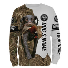 Load image into Gallery viewer, Pheasant Hunting with German Wirehaired Pointers GWP Custom Name Camo Full Printing Shirts, Hoodie FSD2687