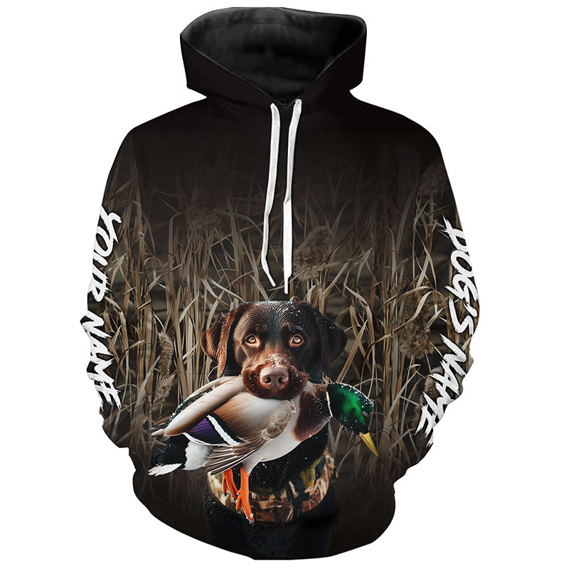 Duck Hunting Waterfowl Camo Chocolate Labrador Dog Hunting Shirts, Personalized Duck Hunting clothes FSD4539