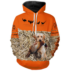 Pheasant Hunting Blaze Orange color Custom name Shirts with Hunting Dogs, Pheasant Hunting clothing FSD4547