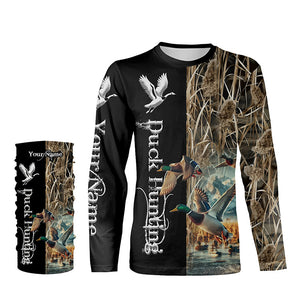 Duck Hunting Waterfowl Camo Custom Name Shirts for Men and Kid, Personalized Duck hunters gifts FSD373