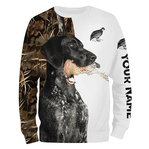 Quail Hunting with Black German Shorthaired Pointer GSP Custom Name Camo Full Printing Shirts FSD3607