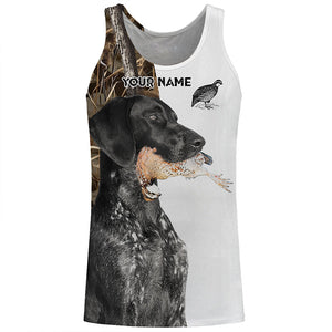 Quail Hunting with Black German Shorthaired Pointer GSP Custom Name Camo Full Printing Shirts FSD3607