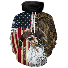 Load image into Gallery viewer, German Shorthaired Pointer Hunting Bird Dog Duck Hunter American flag full printing shirt, Hoodie FSD3261