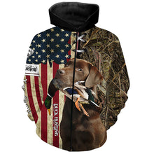 Load image into Gallery viewer, Chocolate Labrador Retriever Hunting Bird Dog Duck Hunter American flag full printing shirt, Hoodie FSD3264