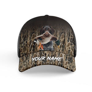 Duck Hunting Dogs Waterfowl Camo Custom Name Hat, Duck Hunting Mesh Back Cap, Hunting Hat FSD4562