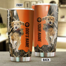 Load image into Gallery viewer, Golden Retriever Birds &amp; Deer shed Hunting Dog Custom name Stainless Steel Tumbler Cup FSD4322