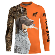 Load image into Gallery viewer, Quail hunting with German Shorthaired Pointer custom bird hunting shirts, Pointing dog hunting gifts FSD3733