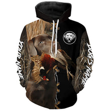 Load image into Gallery viewer, Chocolate Labrador Retriever Hunting Dog Custom Name Hoodie Shirt for Hunter FSD4687
