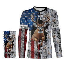 Load image into Gallery viewer, Deer Hunting American flag snow winter camo Custom name Shirts, Deer Hunting Gifts FSD896