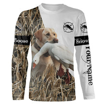 Load image into Gallery viewer, Snow Goose hunting with dog yellow labrador Custom Name All over print Shirt, Hunting gift ideas FSD1968