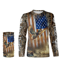 Load image into Gallery viewer, Duck Hunting American flag Waterfowl Camo Custom name Shirts for Men, Kid - Duck hunting gifts FSD2114