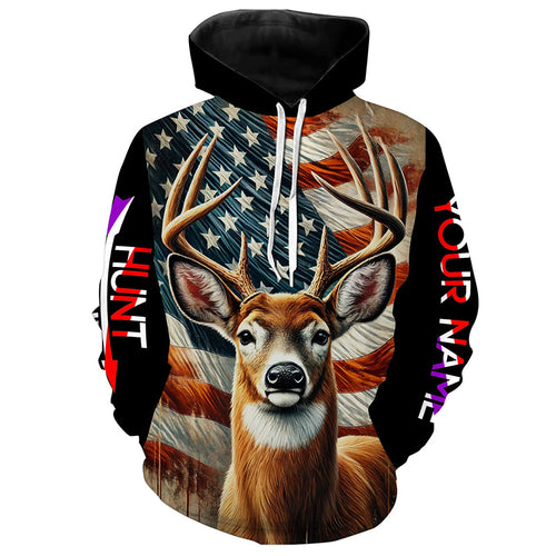 Deer Hunting American flag Custom name Shirts for Hunter, Best Deer Hunting Gifts FSD426