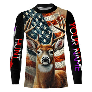 Deer Hunting American flag Custom name Shirts for Hunter, Best Deer Hunting Gifts FSD426