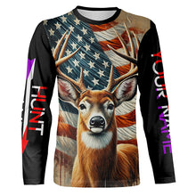 Load image into Gallery viewer, Deer Hunting American flag Custom name Shirts for Hunter, Best Deer Hunting Gifts FSD426