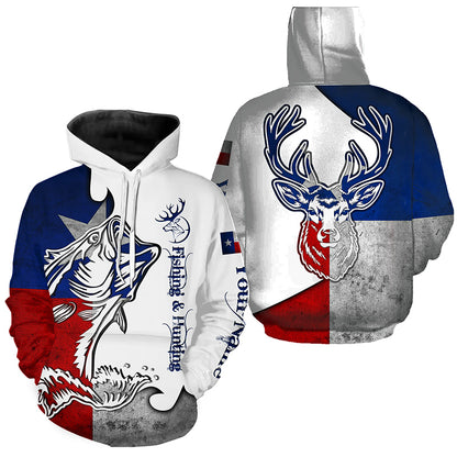 Texas Fishing and Hunting Deer and Bass all over print shirt - Personalized Gift for Hunter Fisherman FSD3191