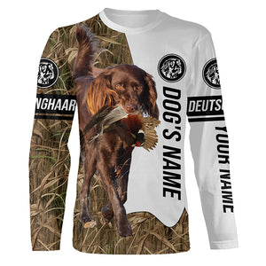 Pheasant Hunting with Deutsch Langhaar (German Longhaired Pointer) Custom Name All over print Shirts FSD3643