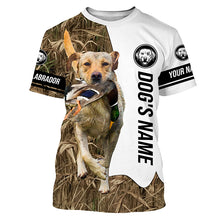 Load image into Gallery viewer, Duck Hunting with Yellow Labrador Retriever Dog Custom Name Camo Full Printing Shirts, Labrador Gundog Shirt - FSD2773