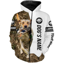 Load image into Gallery viewer, Duck Hunting with Yellow Labrador Retriever Dog Custom Name Camo Full Printing Shirts, Labrador Gundog Shirt - FSD2773
