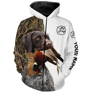 Pheasant Hunting With Dog Deutsch Drahthaar Customize Name All Over Printed Shirts - Personalized Hunting Gifts FSD2165