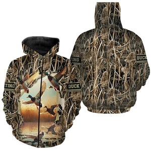 Mallard Duck Hunting Waterfowl Camo Custom Name Shirts for Men and Kid, Duck Hunting clothing FSD688