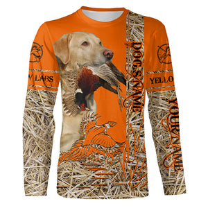 Yellow Labrador Retriever Dog Pheasant Hunting Blaze Orange Hunting Shirts, Pheasant Hunting Clothing FSD4164