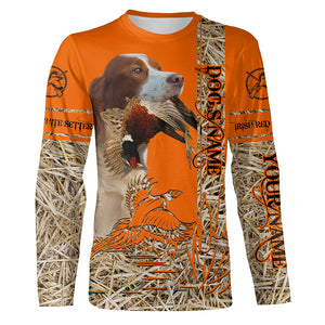 Irish Red & White Setter Dog Pheasant Hunting Blaze Orange Hunting Shirts, Pheasant Hunting Clothing FSD4174
