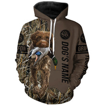 Load image into Gallery viewer, Wirehaired pointing griffon Hunting dog customized Name Shirt, camo and brown color FSD4681