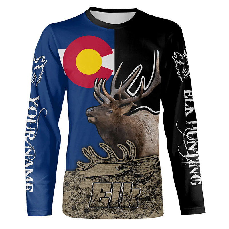 Colorado Elk Hunting CO flag Custom Name Full printing Shirts, Personalized Elk hunting gifts FSD3125