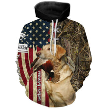 Load image into Gallery viewer, Yellow Labrador Retriever Hunting Bird Dog Pheasant Hunter American flag full printing shirt, Hoodie FSD3246