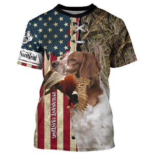 Brittany Hunting Bird Dog Pheasant Hunter American flag full printing shirt, Hoodie FSD3248